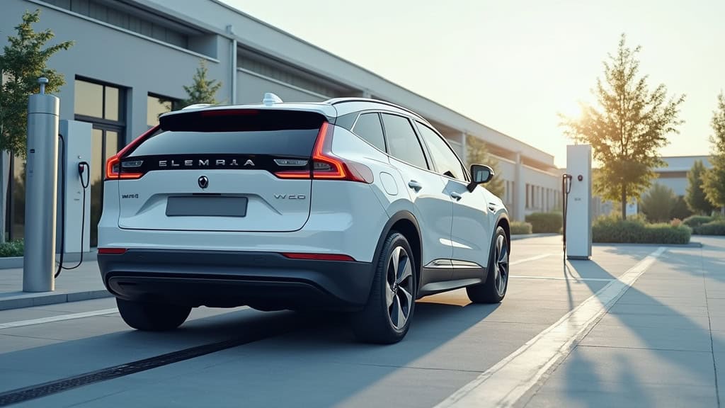 Voiture électrique en charge sur une borne installée à Saugnac-et-Muret