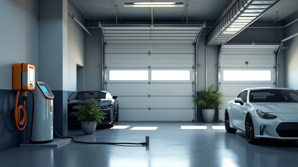 Borne de recharge connectée en fonctionnement dans un garage à Oppède