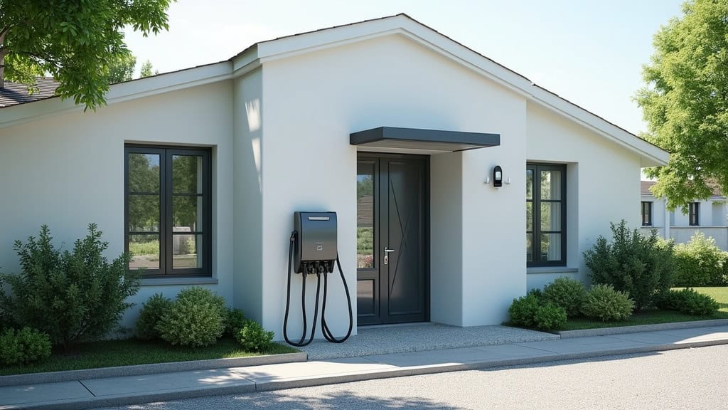Borne de recharge électrique installée à Saint-Perreux près d