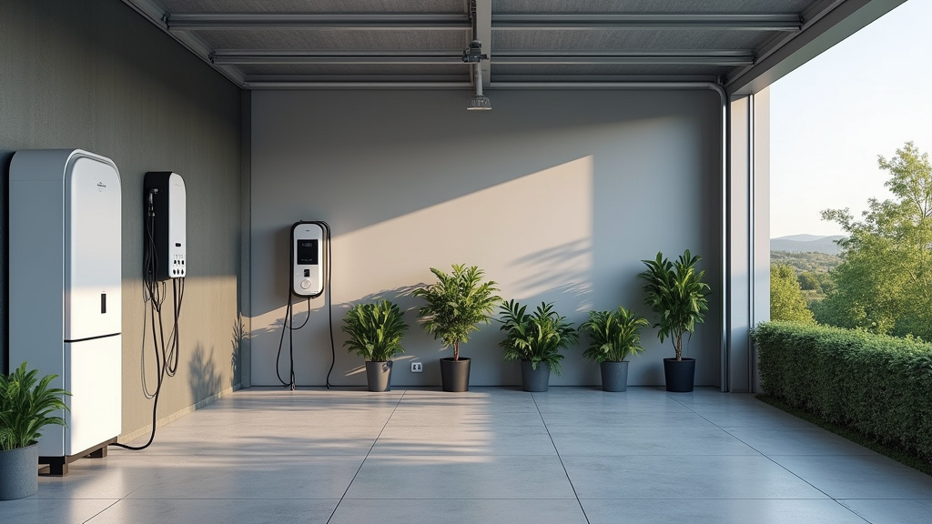 Borne de recharge électrique installée dans un garage à Eccica-Suarella