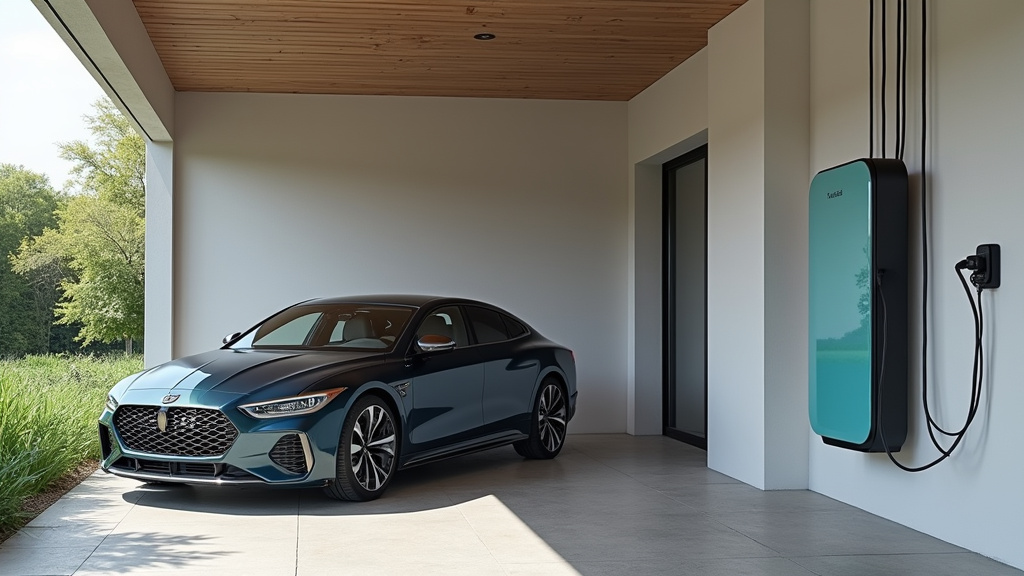 Borne de recharge électrique installée dans un garage à La Ravoire