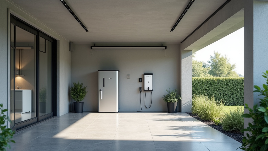 Borne de recharge électrique installée dans un garage à Neuville-Saint-Rémy