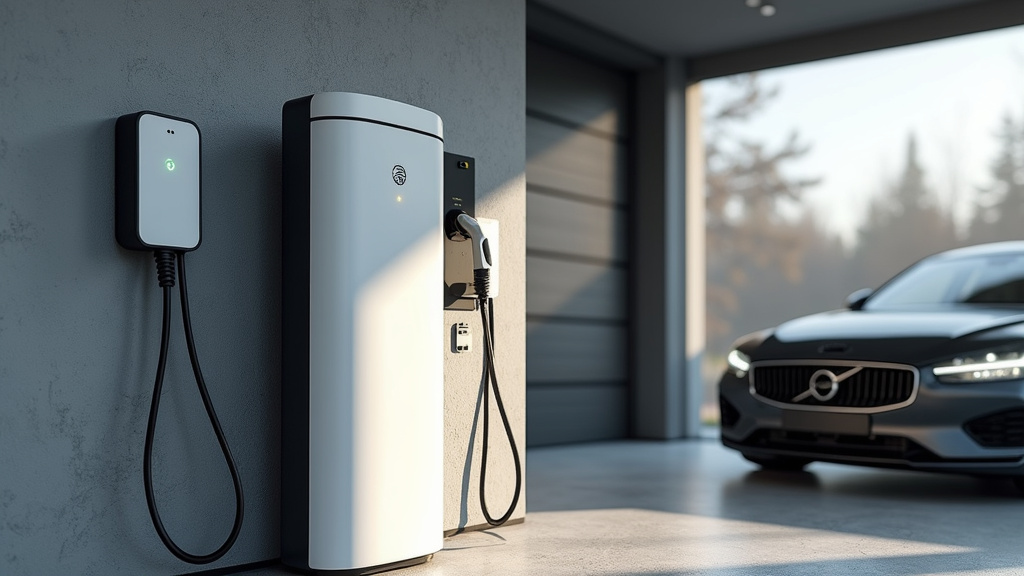 Borne de recharge électrique installée dans un garage à Sainte-Radegonde