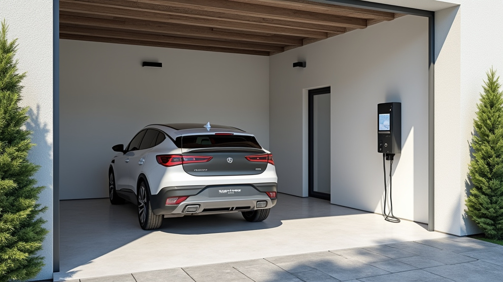 Borne de recharge électrique installée dans un garage privé à Marcillac-Vallon