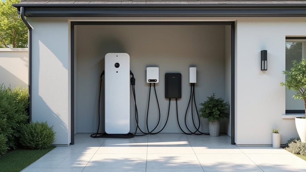 Borne de recharge électrique installée dans un garage privé à Petite-Rosselle