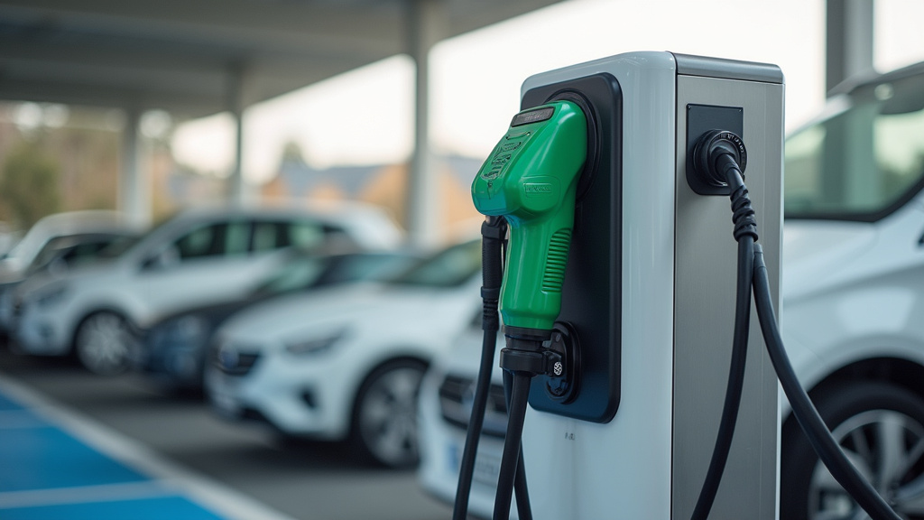 Borne de recharge électrique installée dans un parking d