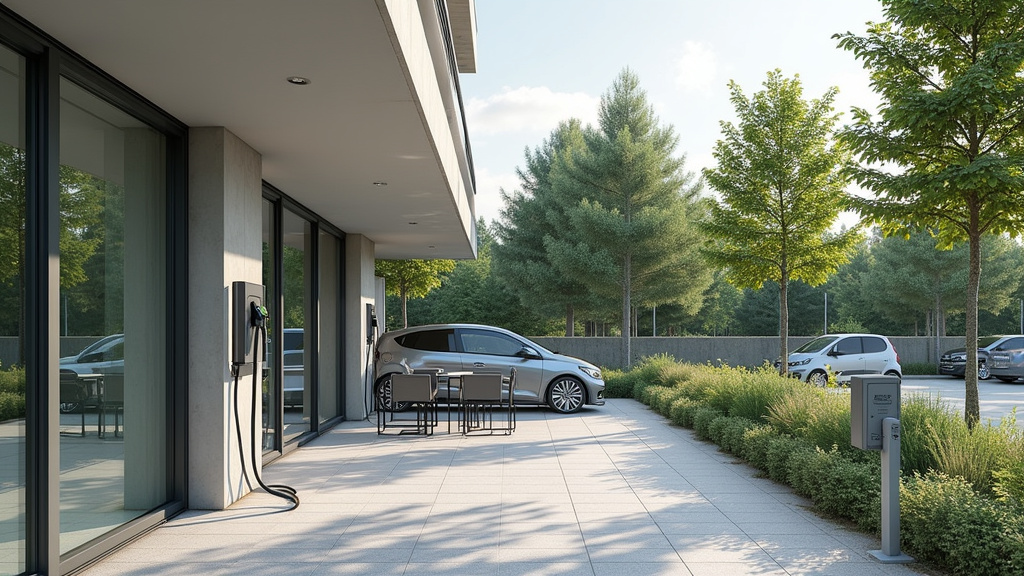 Borne de recharge électrique installée dans un parking de copropriété à Cambrin