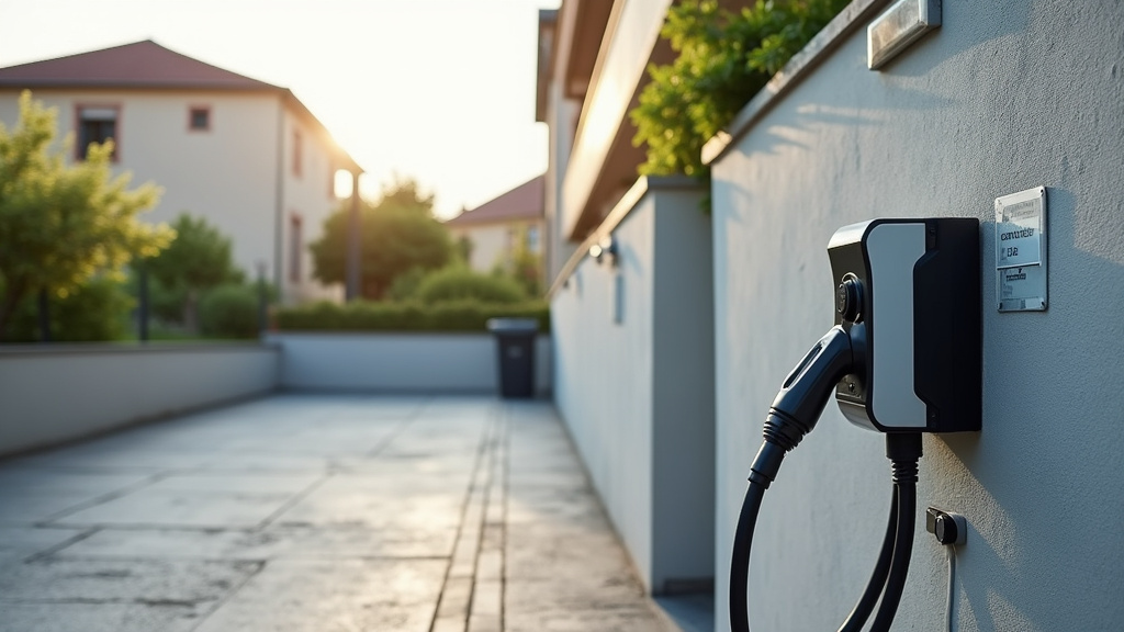 Borne de recharge électrique installée dans un parking de copropriété à Canet-en-Roussillon