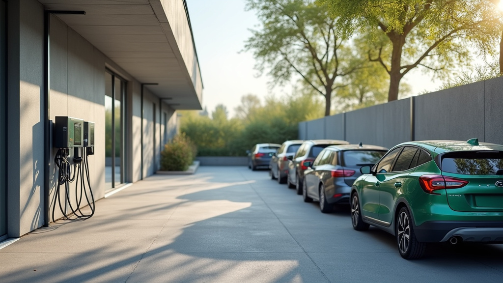 Borne de recharge électrique installée dans un parking de copropriété dans les Hauts-de-Seine