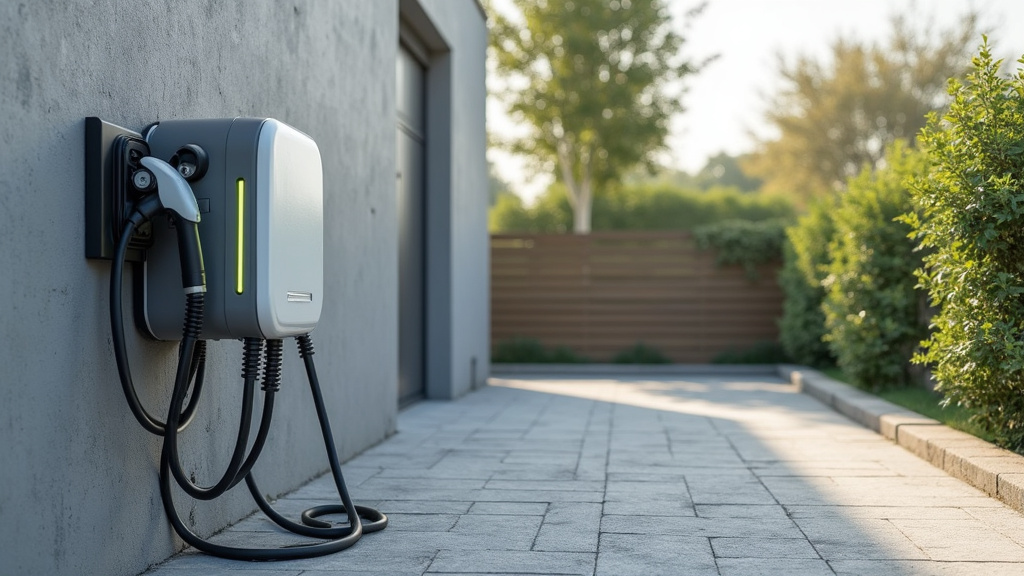 Borne de recharge électrique installée dans un parking de copropriété