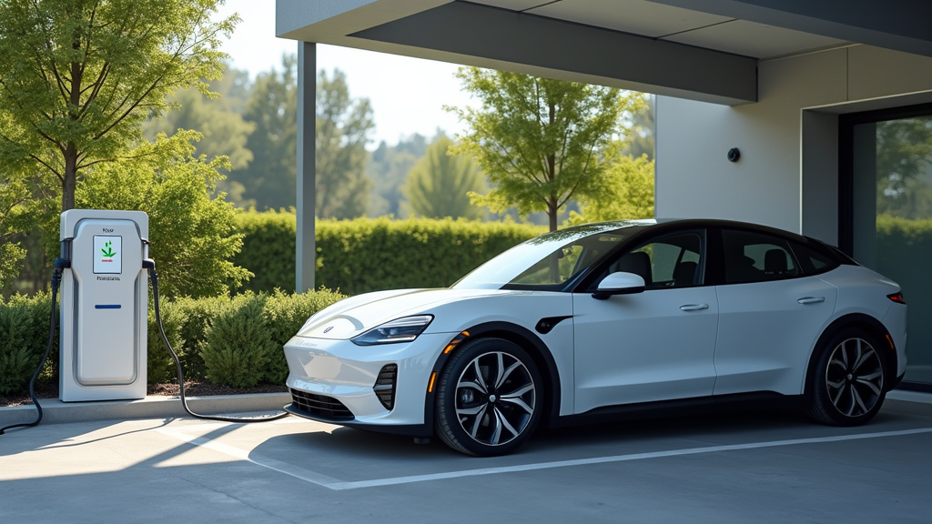 Borne de recharge électrique installée dans un parking privé à Herrlisheim, avec une voiture électrique en train de se recharger