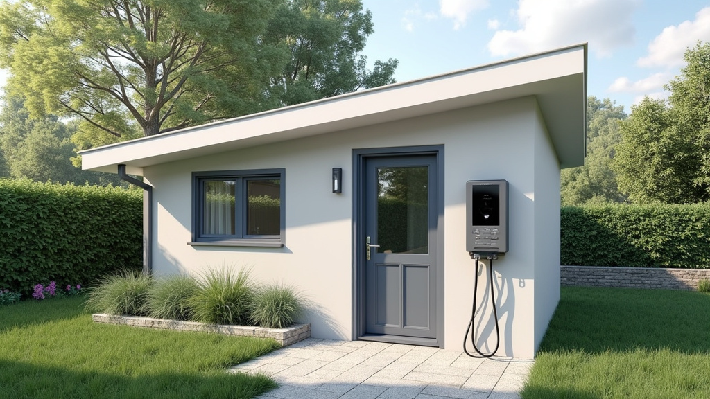 Borne de recharge électrique installée dans une cour à Corbarieu