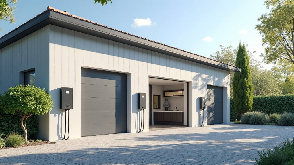 Borne de recharge électrique installée devant une entreprise à La Réole