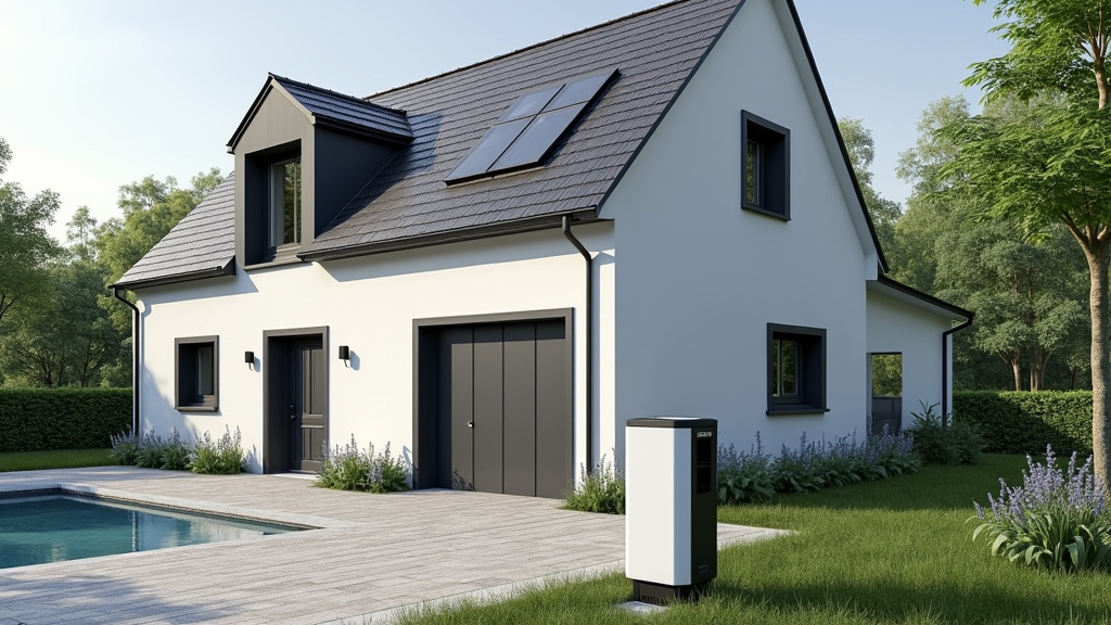 Borne de recharge électrique installée devant une maison à Aumale