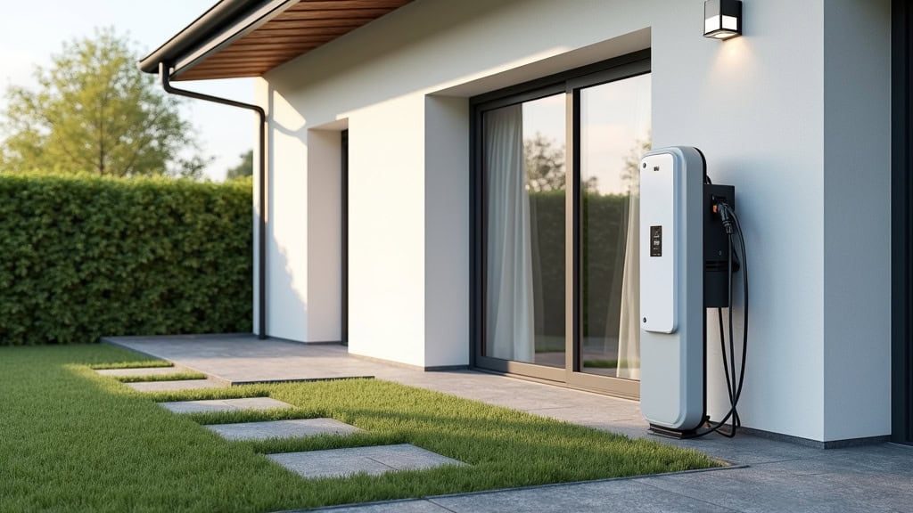 Borne de recharge électrique installée en extérieur à Charentay