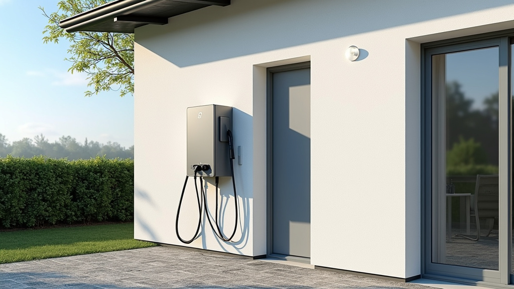 Borne de recharge électrique installée en extérieur à Luc-sur-Mer