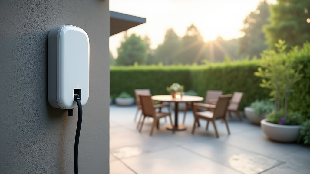 Borne de recharge électrique installée en extérieur avec protection contre la pluie à La Terrasse