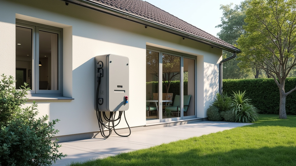 Borne de recharge électrique installée en extérieur dans un jardin à Carcès