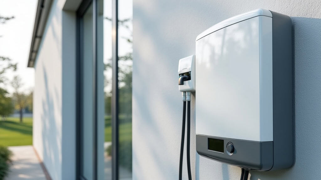 Borne de recharge électrique installée sur la façade d