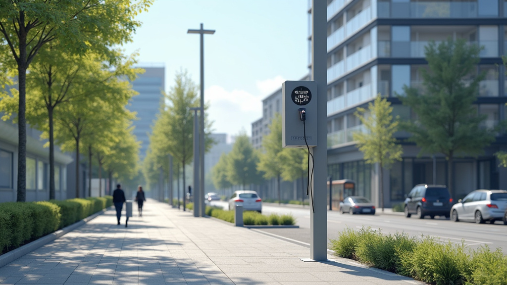 Borne de recharge électrique installée sur la voie publique à Saint-Amé