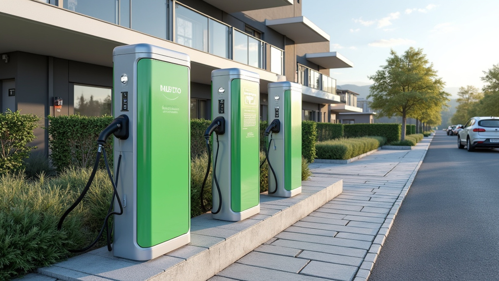 Borne de recharge électrique installée sur le parking du casino à Allègre-les-Fumades