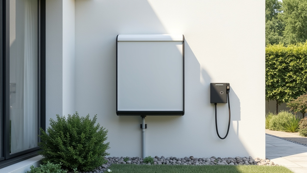 Borne de recharge électrique installée sur un mur extérieur à Bourg-Argental, dans un environnement résidentiel
