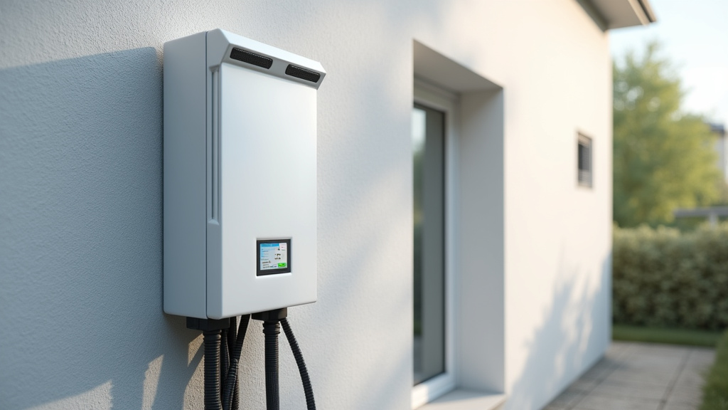 Borne de recharge électrique installée sur un mur extérieur à Saint-Fiacre-sur-Maine, modèle 2025