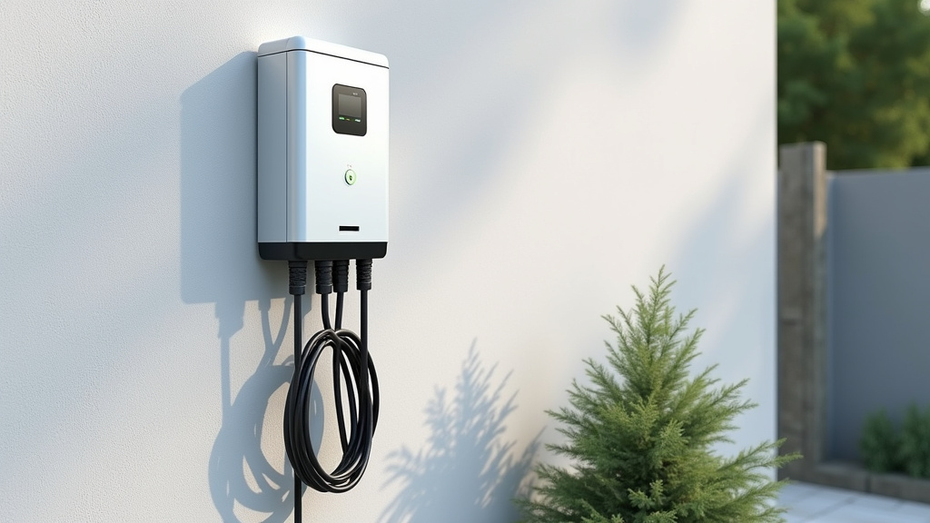 Borne de recharge électrique installée sur un mur extérieur à Tronville-en-Barrois