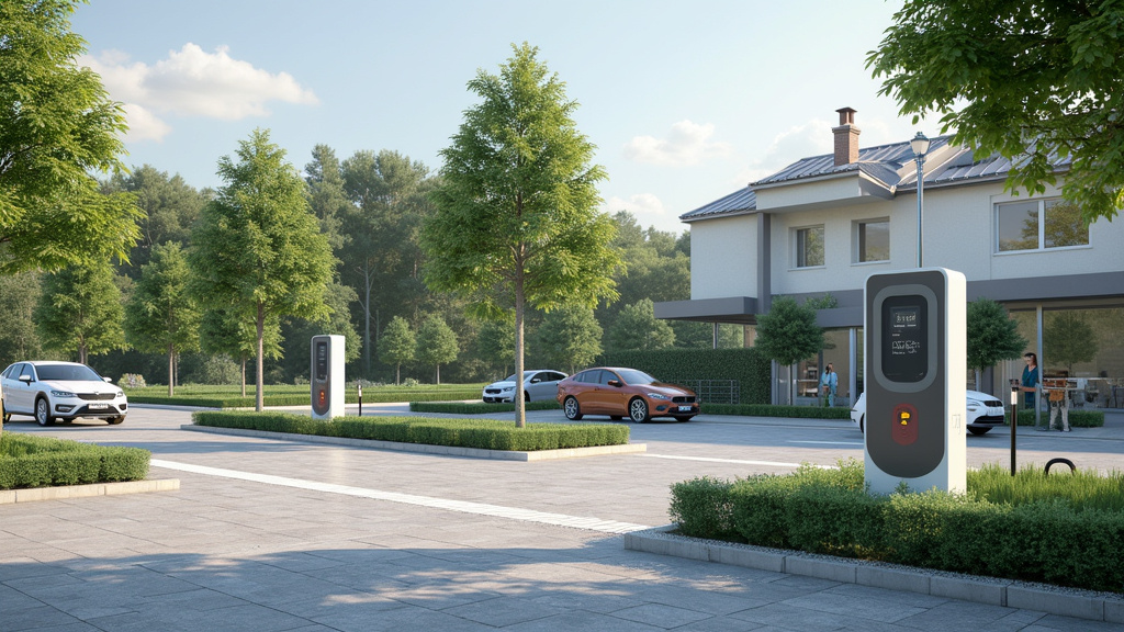 Borne de recharge électrique installée sur une place publique à Ladoix-Serrigny