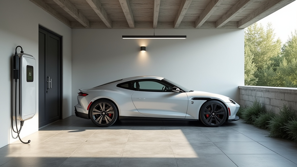 Borne de recharge électrique intelligente installée dans un garage à Bazas