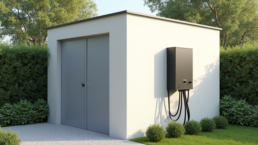 Borne de recharge électrique murale installée dans un jardin à Saint-Vincent-de-Mercuze