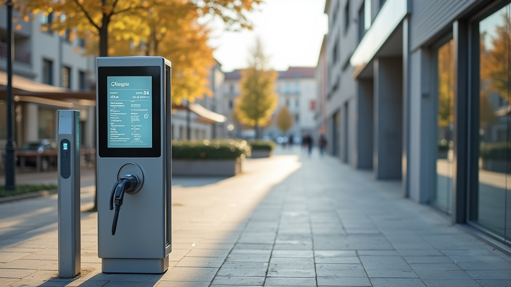 Borne de recharge électrique publique à Balan, place de la Mairie