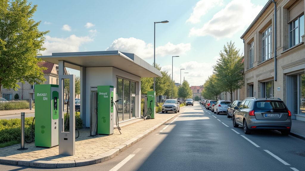 Borne de recharge électrique publique à Pouilly-en-Auxois en milieu urbain