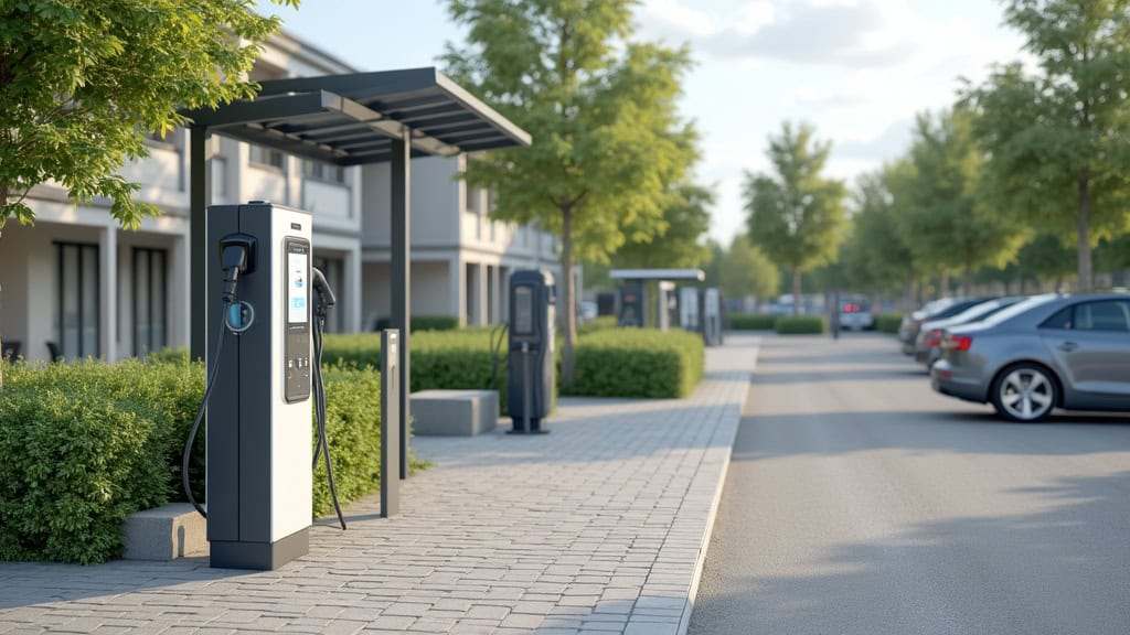 Borne de recharge électrique publique en extérieur à Saint-Laurent-Blangy