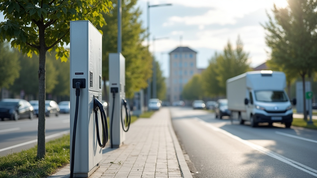 Borne de recharge électrique publique située à Bezannes, rue Jean Dausset