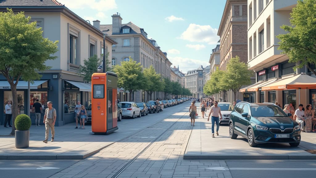 Borne de recharge électrique sur la Place du Marché à Morne-à-l