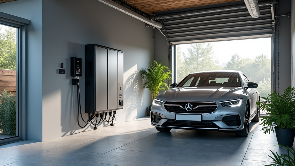 Borne de recharge installée dans un garage à Champcueil