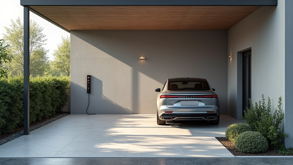 Borne de recharge installée dans un garage à Coarraze