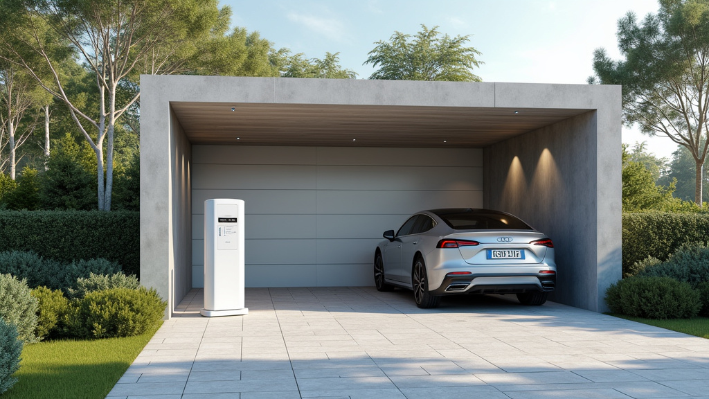 Borne de recharge installée dans un garage à Montségur-sur-Lauzon