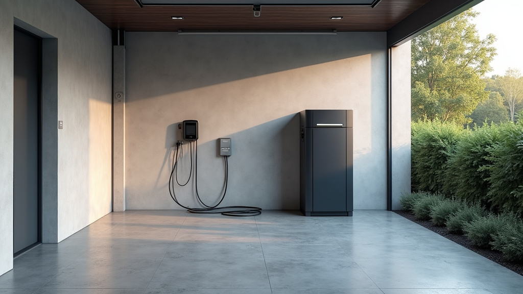 Borne de recharge installée dans un garage à Saint-Augustin-des-Bois