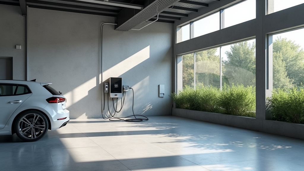 Borne de recharge installée dans un garage à Saint-Hilaire-Peyroux