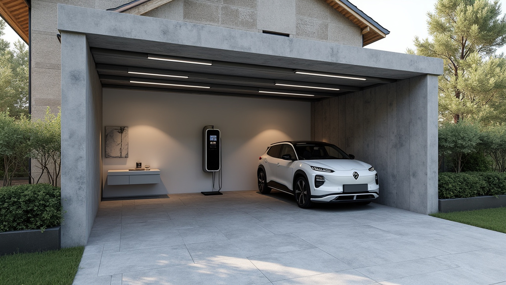 Borne de recharge installée dans un garage privé à Saint-Amé