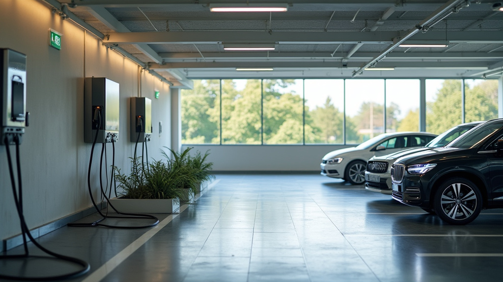 Borne de recharge installée dans un parking d