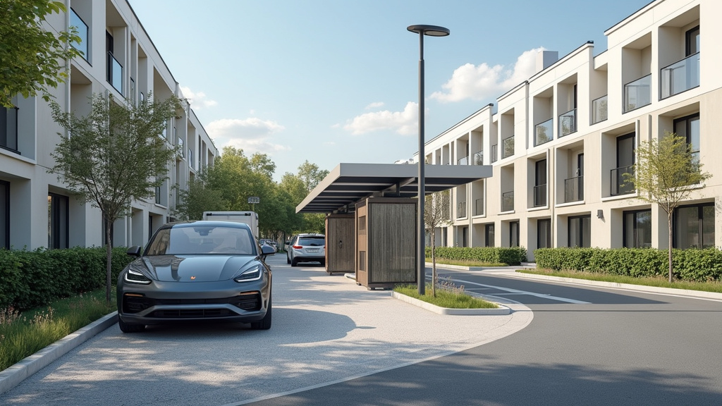 Borne de recharge installée dans un parking de copropriété à Alleins