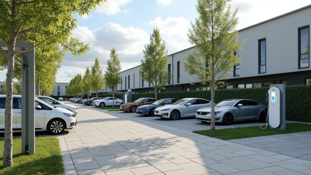 Borne de recharge installée dans un parking de copropriété à Cuxac-d