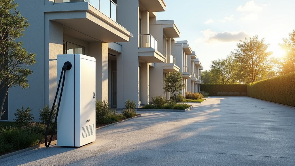 Borne de recharge installée dans un parking de copropriété à Marines