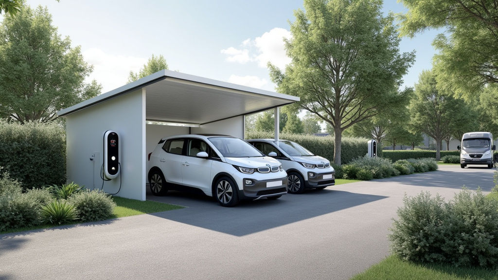 Borne de recharge installée dans un parking de copropriété à Saint-Martin-Lalande