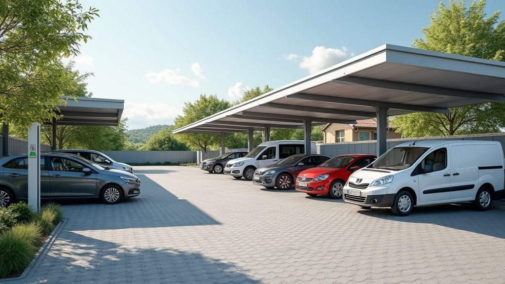 Borne de recharge installée dans un parking de copropriété à Saint-Pierre-du-Chemin