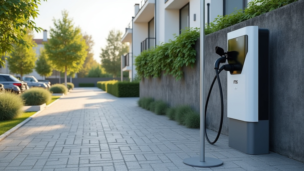 Borne de recharge installée dans un parking de copropriété à Sireuil