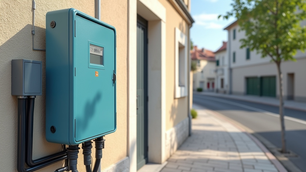 Borne de recharge installée sur une rue de La Roche-Jaudy